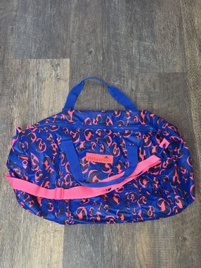 Adidas by Stella McCartney Navy and Pink Leopard Print Travel Duffel